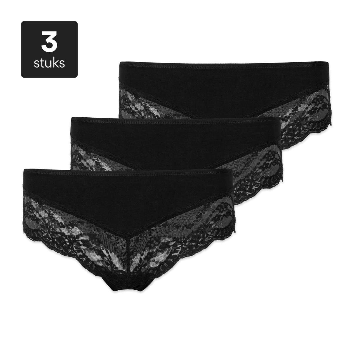 SNOCKS Hipsterslip met Kant - Biologisch Katoen - Ondergoed Dames - Dames Ondergoed - Dames Slips - Dames Onderbroeken - 3 Stuks (EAN: 4260765562830)