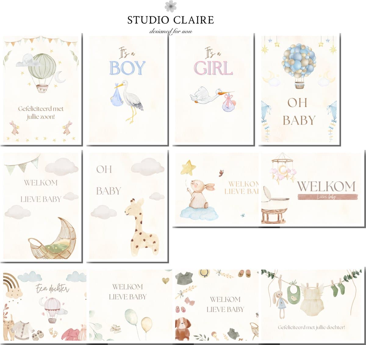 wenskaarten - kaartjes - wenskaart - geboortekaartjes - kaartenset - kaartjes blanco - wenskaarten set - geboorte - a6 - wenskaarten blanco - geboorte kaart - gefeliciteerd kaart - felicitatiekaarten - blanco kaartjes - 12 blanco wenskaarten (EAN:...