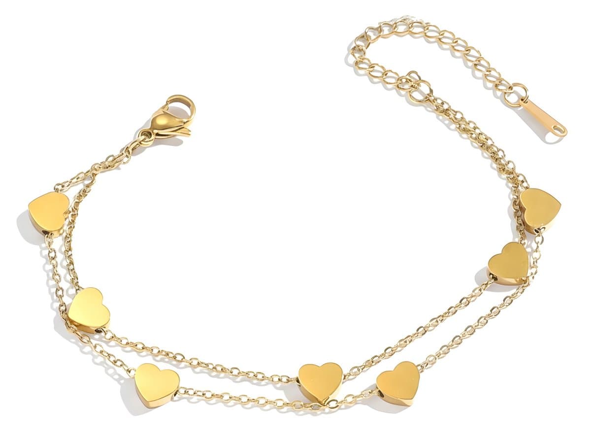 Armband dames met hartjes goudkleurig Sophie Siero®- Met geschenkverpakking - 15cm t/m 21cm - Armbanden met hartje (EAN: 8720618714268)