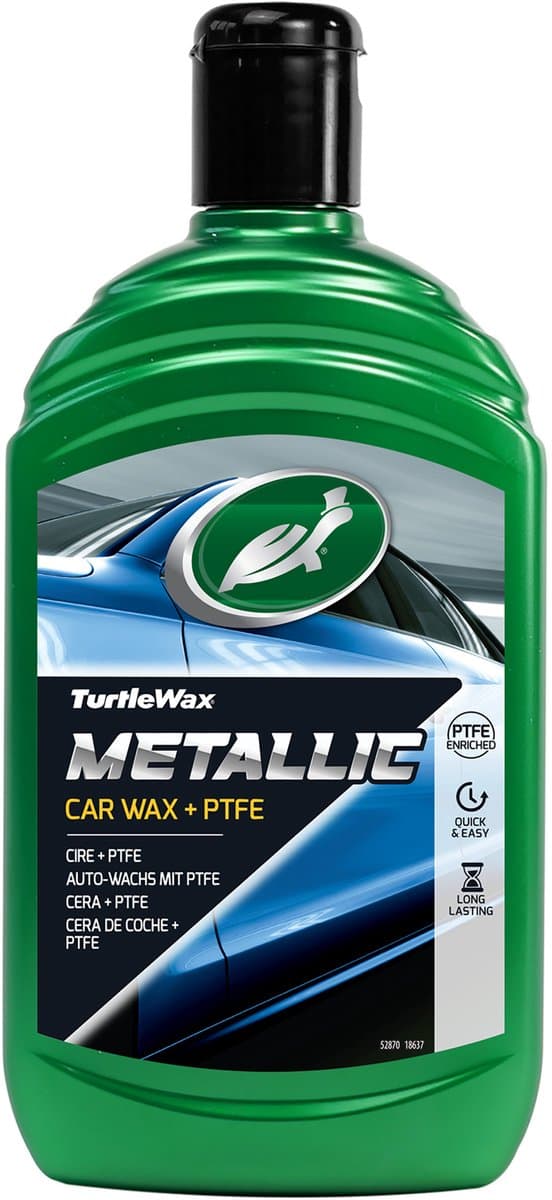 Turtle Wax Metallic Wax+PTFE - Langdurige bescherming - Waterafstotende eigenschappen - Laat geen resten of strepen achter - 500ml (EAN: 5010322782190)