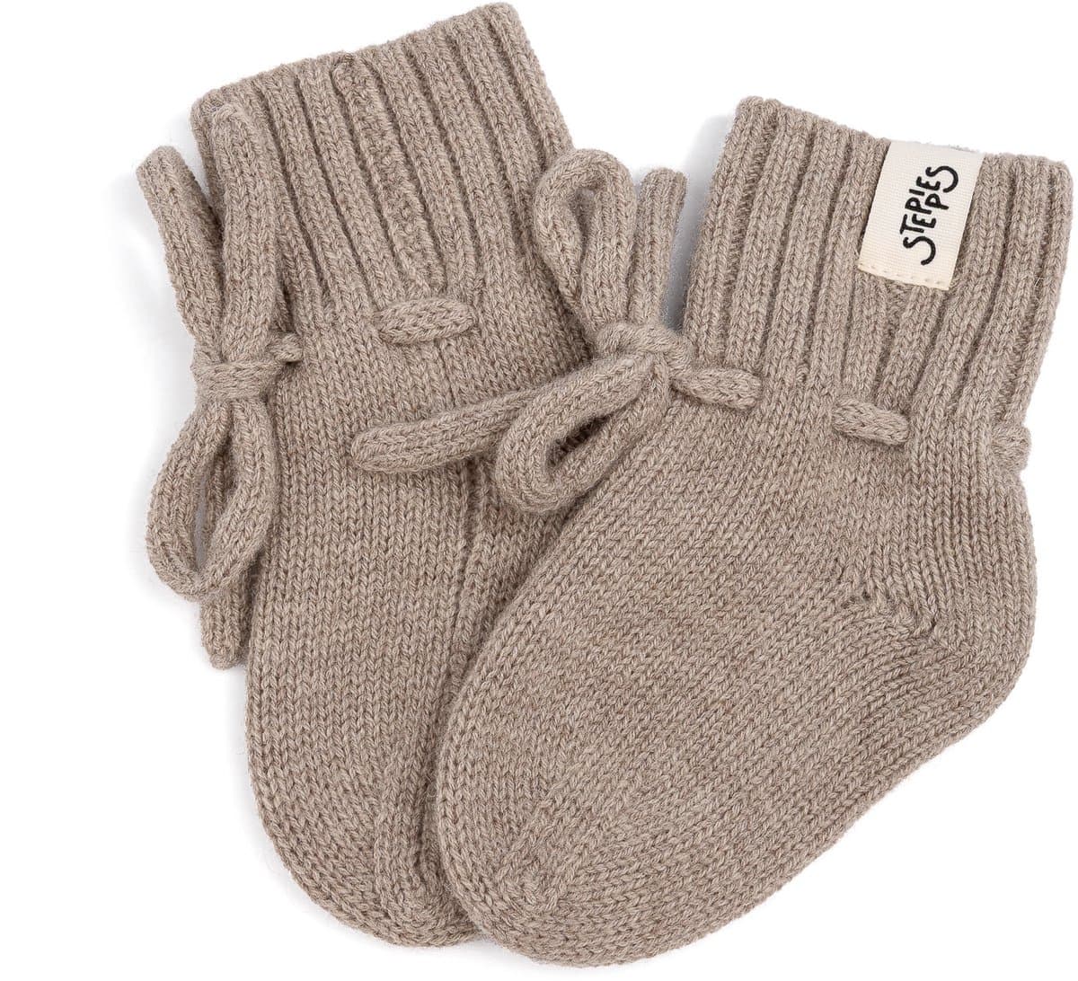 Steppies - Babyslofjes - 100% Merino wol – lichtbruin - slofjes voor je baby, dreumes en peuter voor jongens en meisjes - 6-12 Maanden (11,5cm) - schoenmaat 18-19 (EAN: 8720938888502)