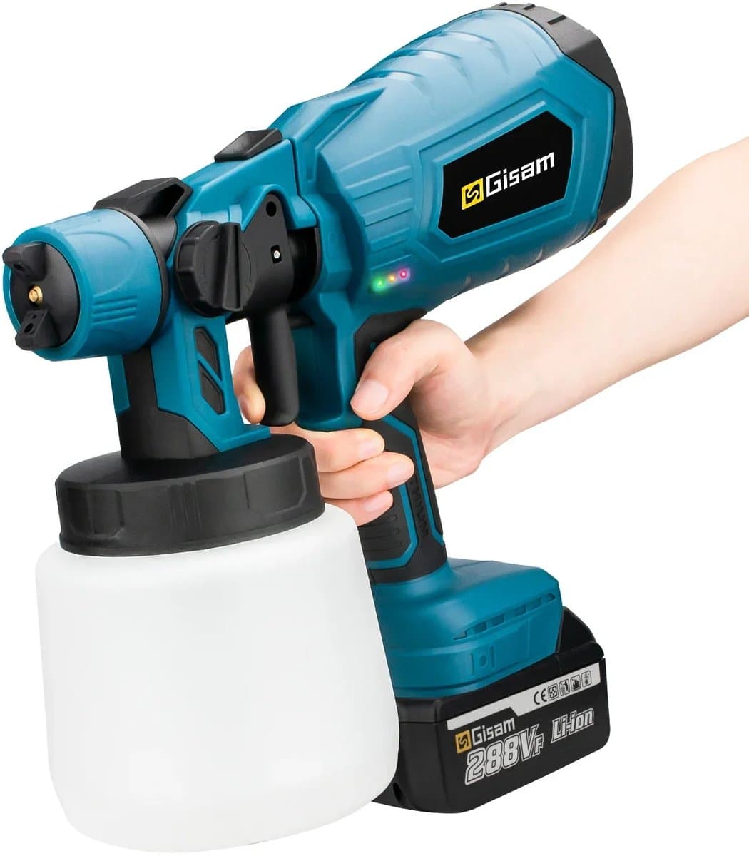 Elektrische Verfspuitspistool - Met 2 accus - Verfspuit - Verfspuiten - Makita 18V - Verfspuitpistool - Verfspuit op accu - Verfpistool - Verfspuiten elektrische (EAN: 9503535544557): Geen gedoe meer met snoeren