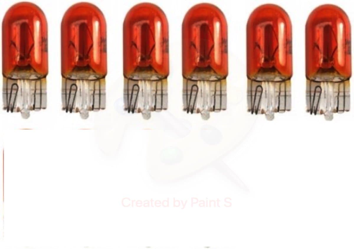 6 stuks steeklampje 5w 12 volt oranje / amber, T10, W5W (EAN: 1762155593651)