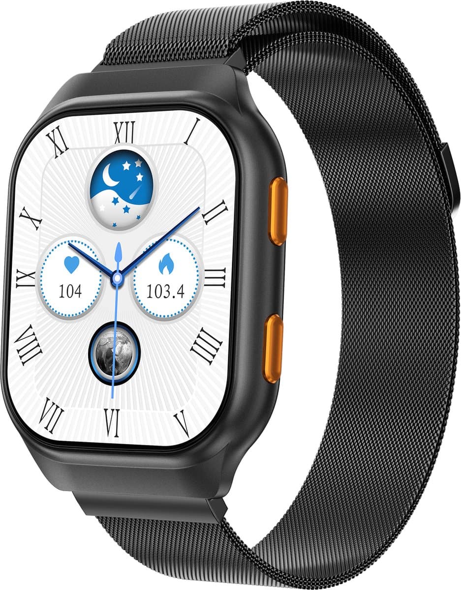ISHIVA® AMOLED Smartwatch - Smartwatch Dames - Smartwatch Heren - Smartwatch Android - Stappenteller - Slaapmonitor - Hartslagmonitor - 2 jaar Garantie - Zwart (EAN: 8720938376177): Wat valt er te kiezen 😎