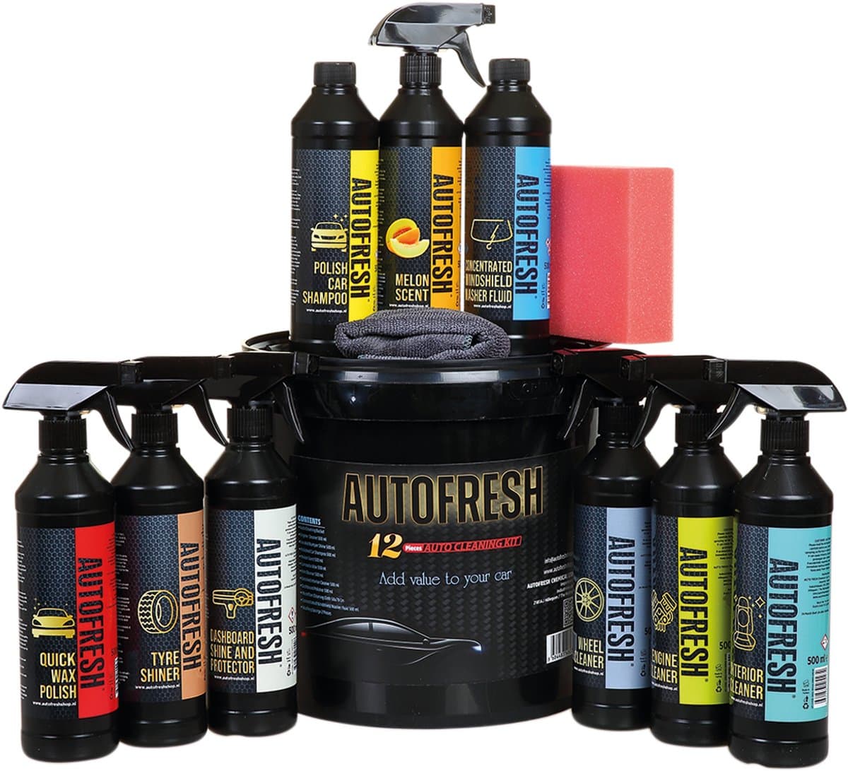 AutoFresh Luxe Autoreinigingsset - Auto wassen -Auto Wash Set-Auto Wash Bucket- Auto Was Set-Auto Was Pakket- Auto Detailing Set- Complete 12-delige Premium Set met Emmer (EAN: 8684483460333): 🌟 Eerste indruk “Wow, wat zit er toch in deze doos”