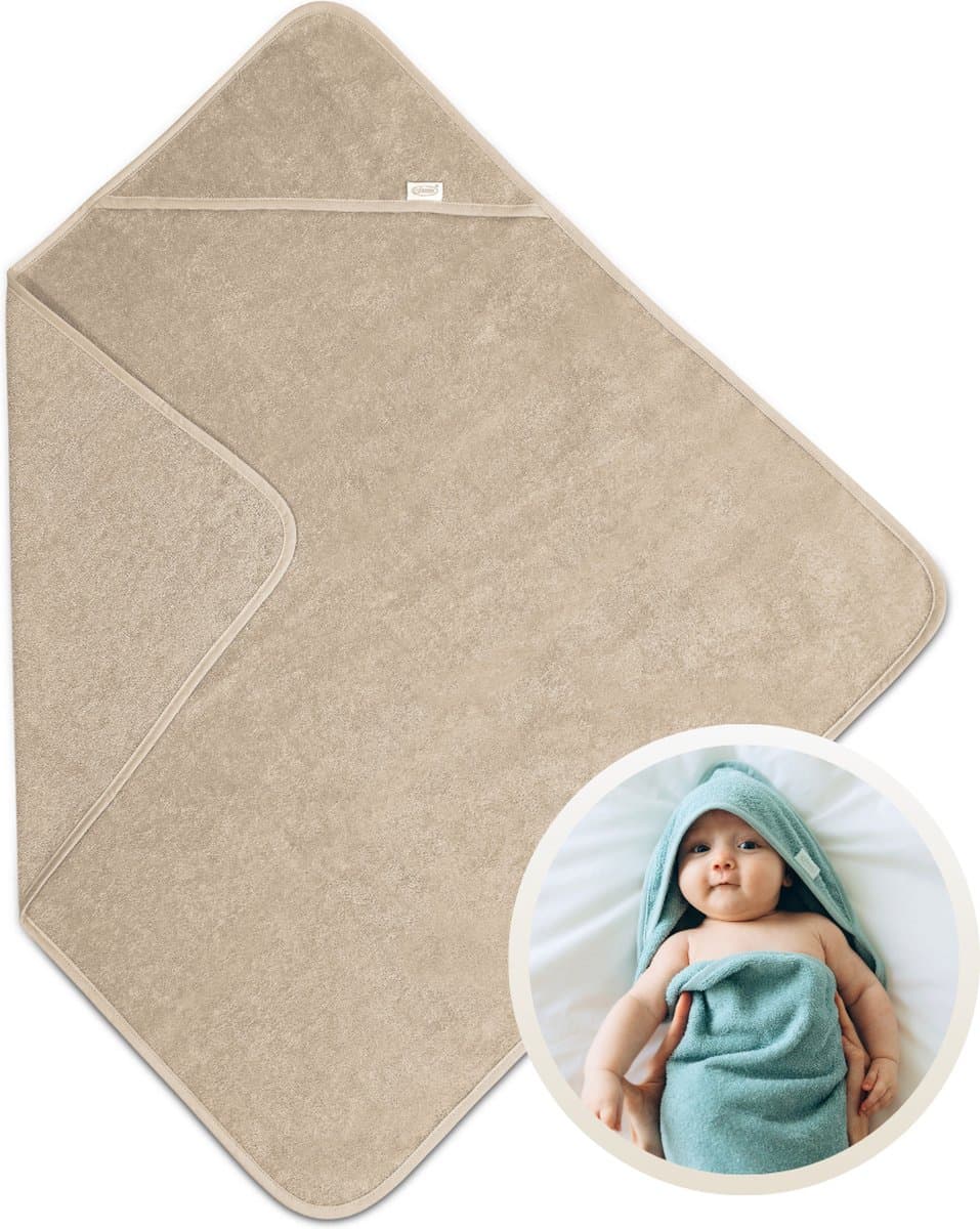 Funnies Badcape Cream 100x100 cm - 100% Katoenen Badstof - Zachte en Absorberende Baby Badcape - Handdoek met Capuchon - Grote Omslagdoek - Dikke Badstof - Voor na het Badderen - Makkelijk Wasbaar en Geschikt voor Gevoelige Huid (EAN: 742492896590...