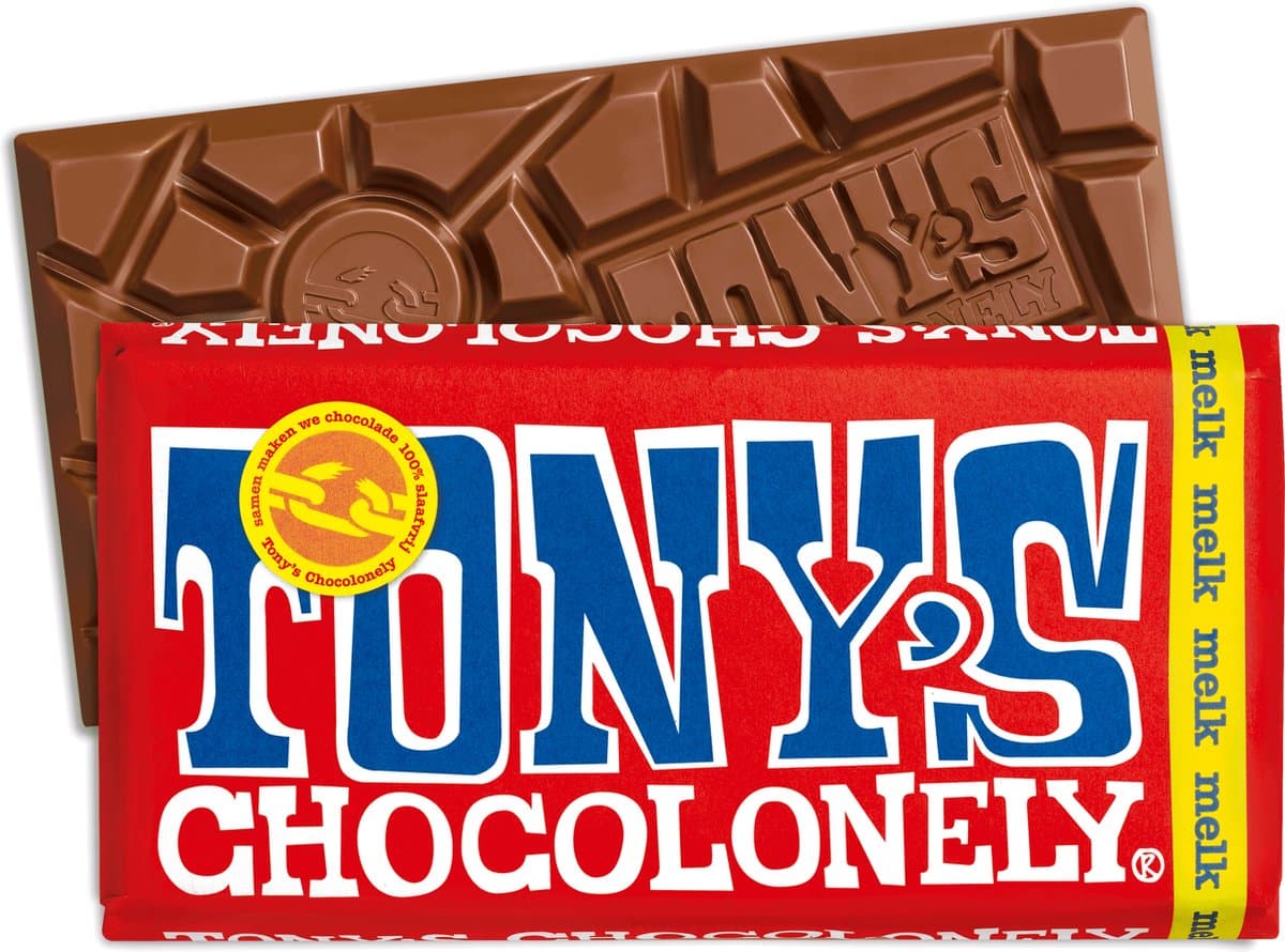 Tony's Chocolonely Melk Chocolade Reep - Melkchocolade Reep - 180 gram (EAN: 8717677334094)