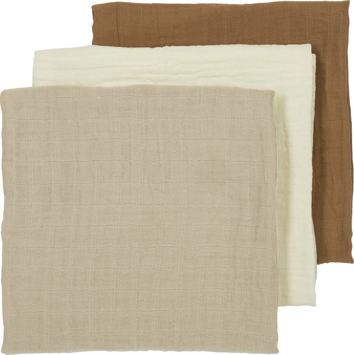 Meyco Baby Uni hydrofiele doeken - 3-pack - offwhite/sand/toffee - 70x70cm (EAN: 4054703489712)