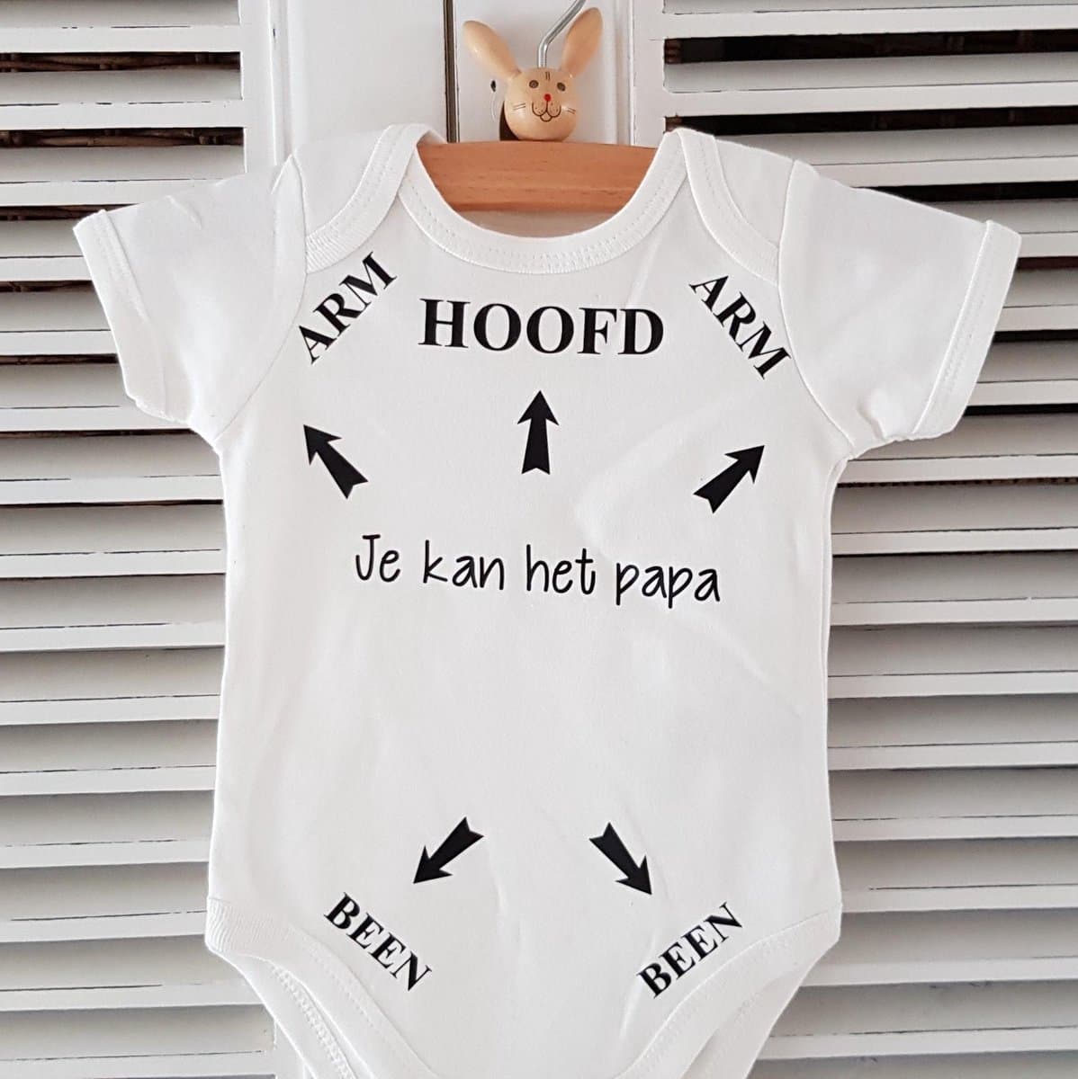 Baby rompertje korte mouw met leuke grappige tekst: Hoofd Arm Been pijlen je kan het papa 50-56 | met bekendmaking zwangerschap aanstaande jongen meisje unisex zwangerschap aankondiging cadeau voor Vaderdag (EAN: 7445934898867)