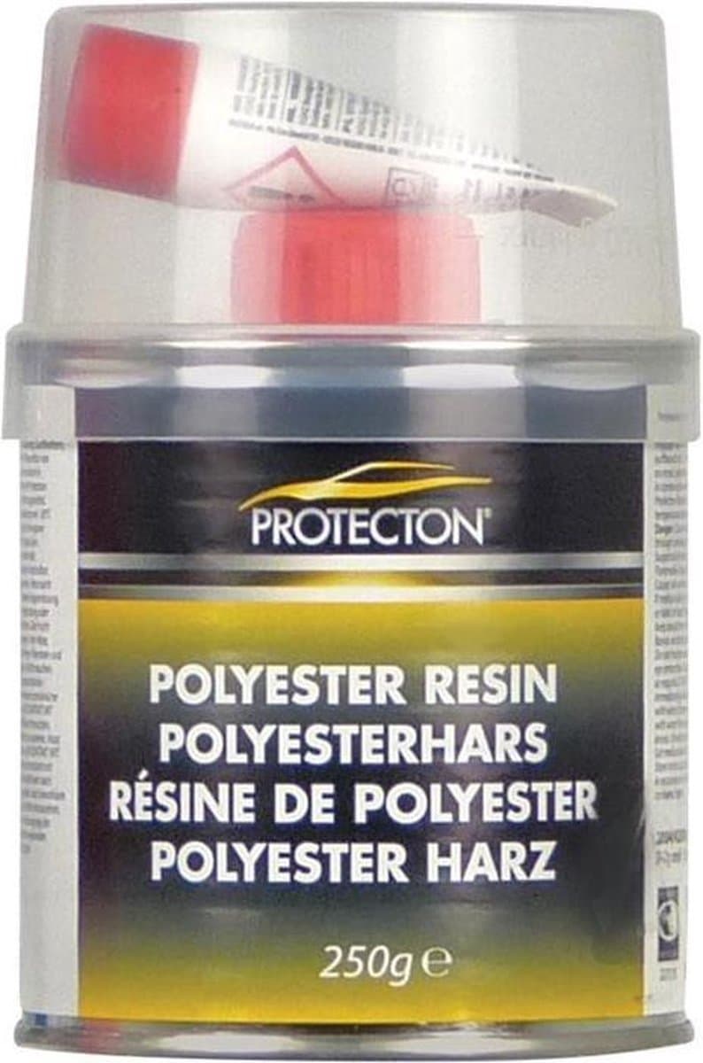 Protecton Polyesterhars - 2-componenten - Voor ondergronden van staal, aluminium, hout, beton en polyester - Uitstekende hechting – Sneldrogend – Inclusief verharder - 250 gram (EAN: 8711293463800)