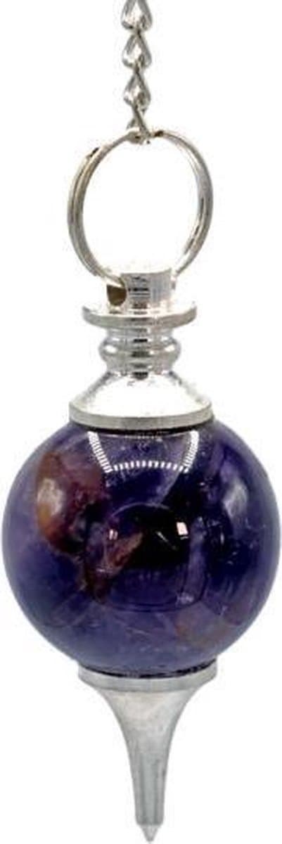 Pendel amethist bolvorm & metaal - 4x2 cm - 19 g - M (EAN: 8718657464152)