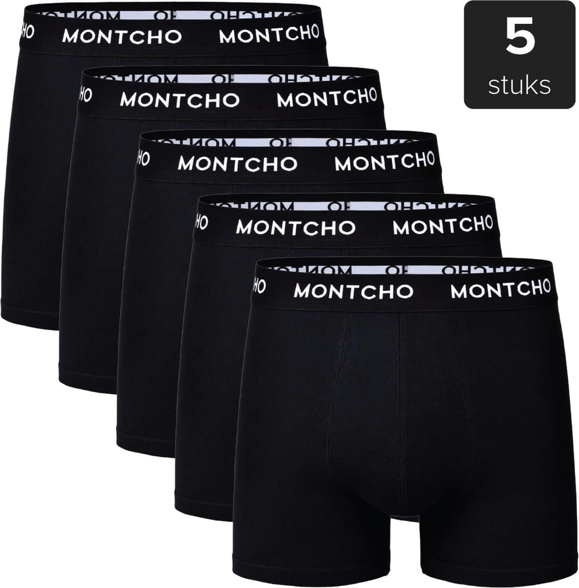 Boxershort Heren - 5 Pack - Zwart - Onderbroeken - Maat S t/m XXL - MONTCHO (EAN: 8720634510479)