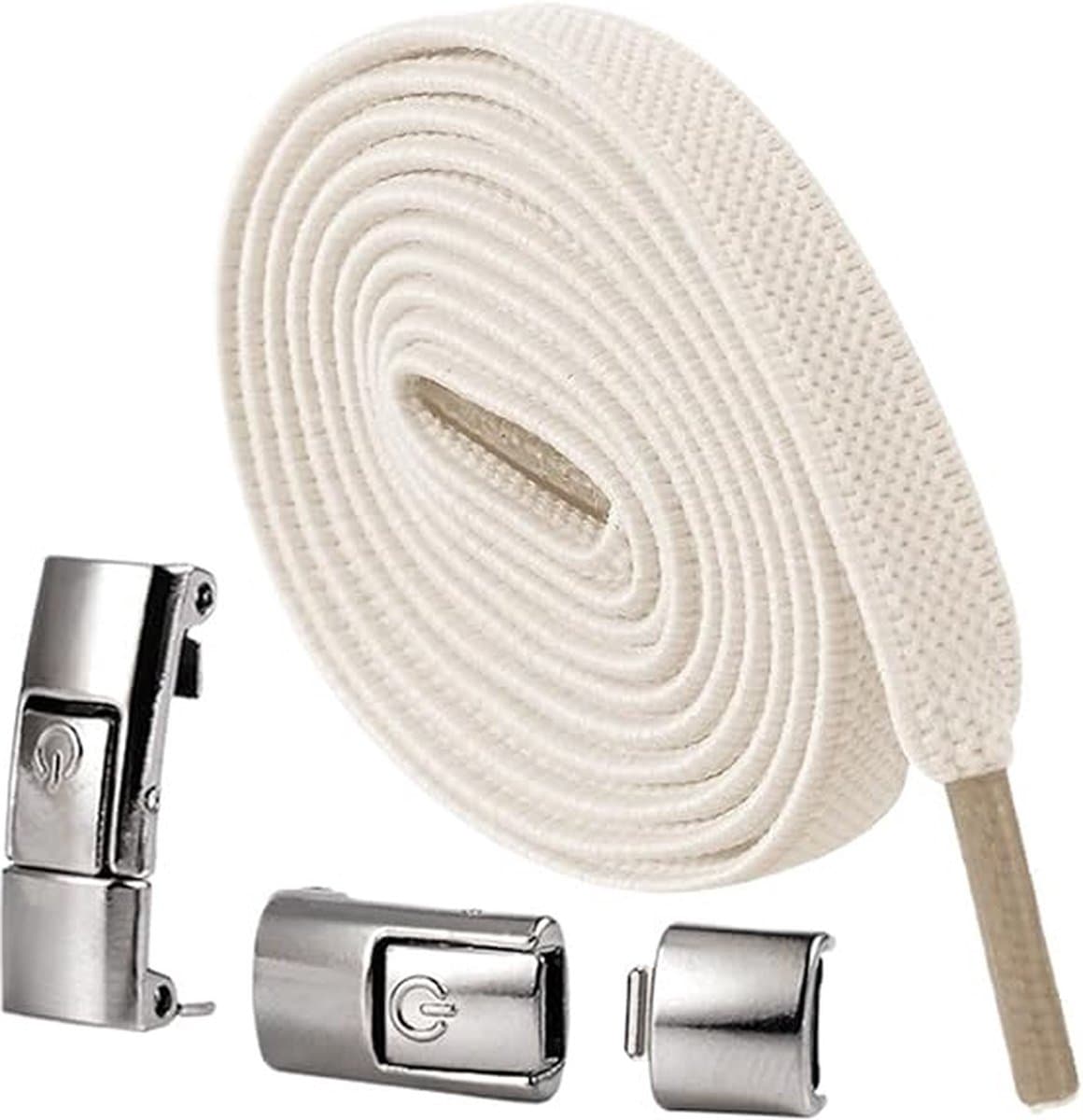 2 paar verpakking Press Lock Schoenveters Zonder Strikjes Flats Veters Voor Schoenen Accessoires Elastische Veters Sneakers Kinderen Zonder Strikje, Elastische Veters Zonder Strikje voor Mannen en Vrouwen - Beige (EAN: 5328843079263)