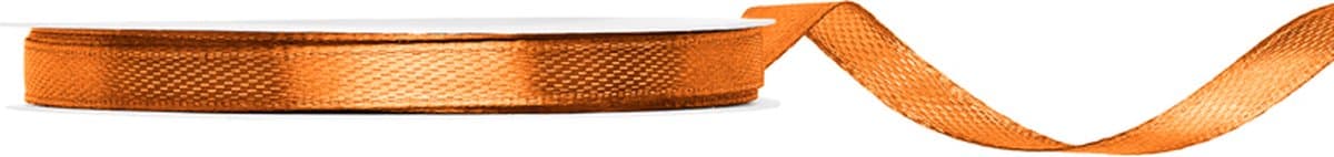 Satijn lint 6mm breed warm oranje, rol 25 meter - hobbylint - sierlint - cadeaulint - satin ribbon (EAN: 5902230701014)