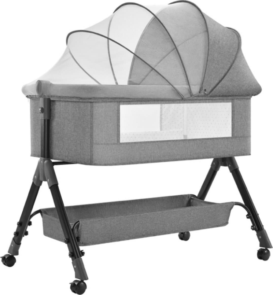 Livista® 3-in-1 Babybed - Verstelbare Hoogte - 4 Wielen met Slot - Meergroeibed - Mosquito Net - Peuterbed - Inklapbaar en Verstelbare Schommelstand (EAN: 8721055090632): **🛏️ Het 3-in-1 Concept Van Wiegje tot Peuterbed in Één Slag**
