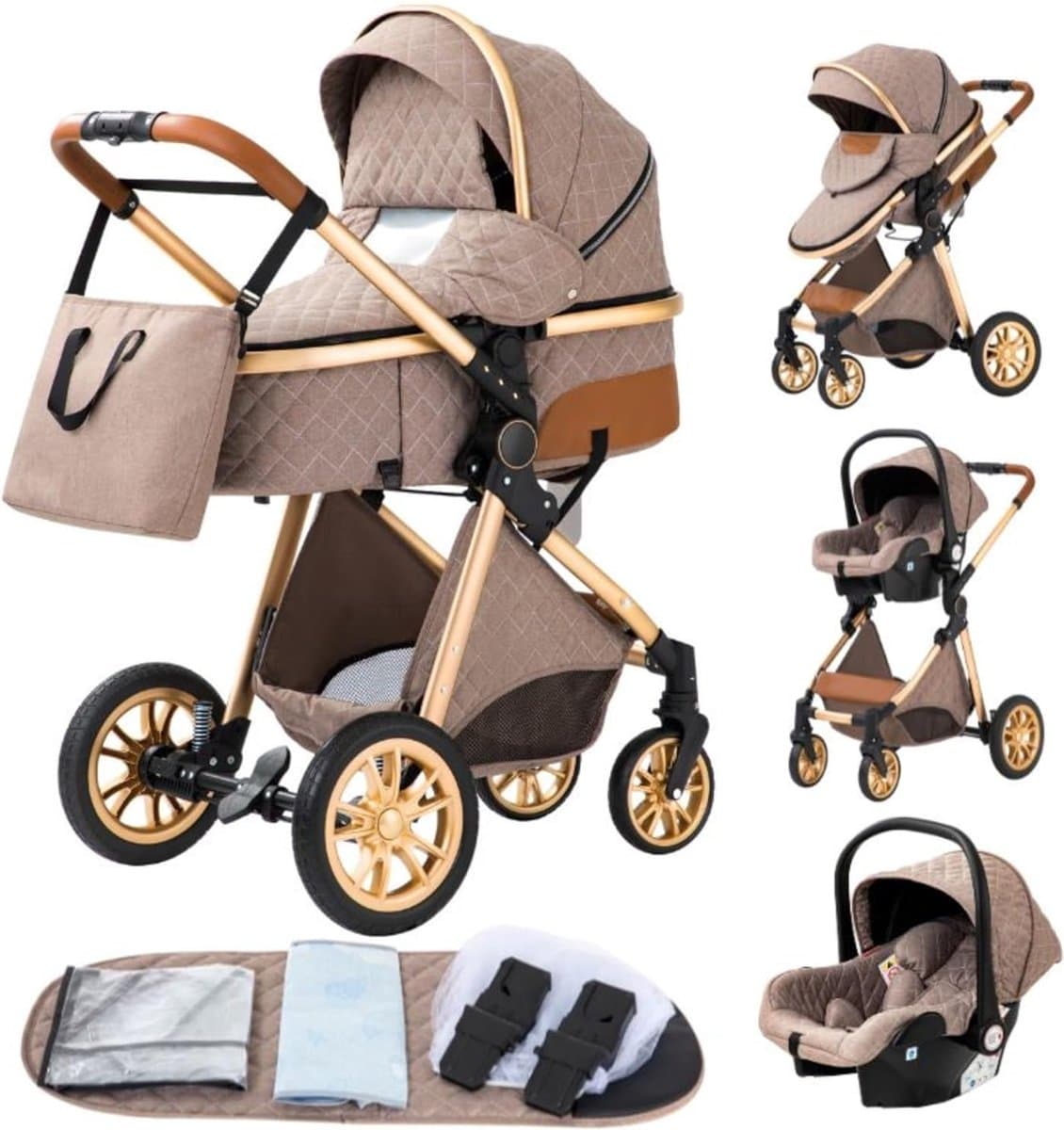 Luxe multi-functionele 3 in 1 kinderwagen - Kwalitatieve buggy - Opklapbare wandelwagen - Khaki (EAN: 8785260782836): Waarom ik deze buggy in mijn huis wil hebben