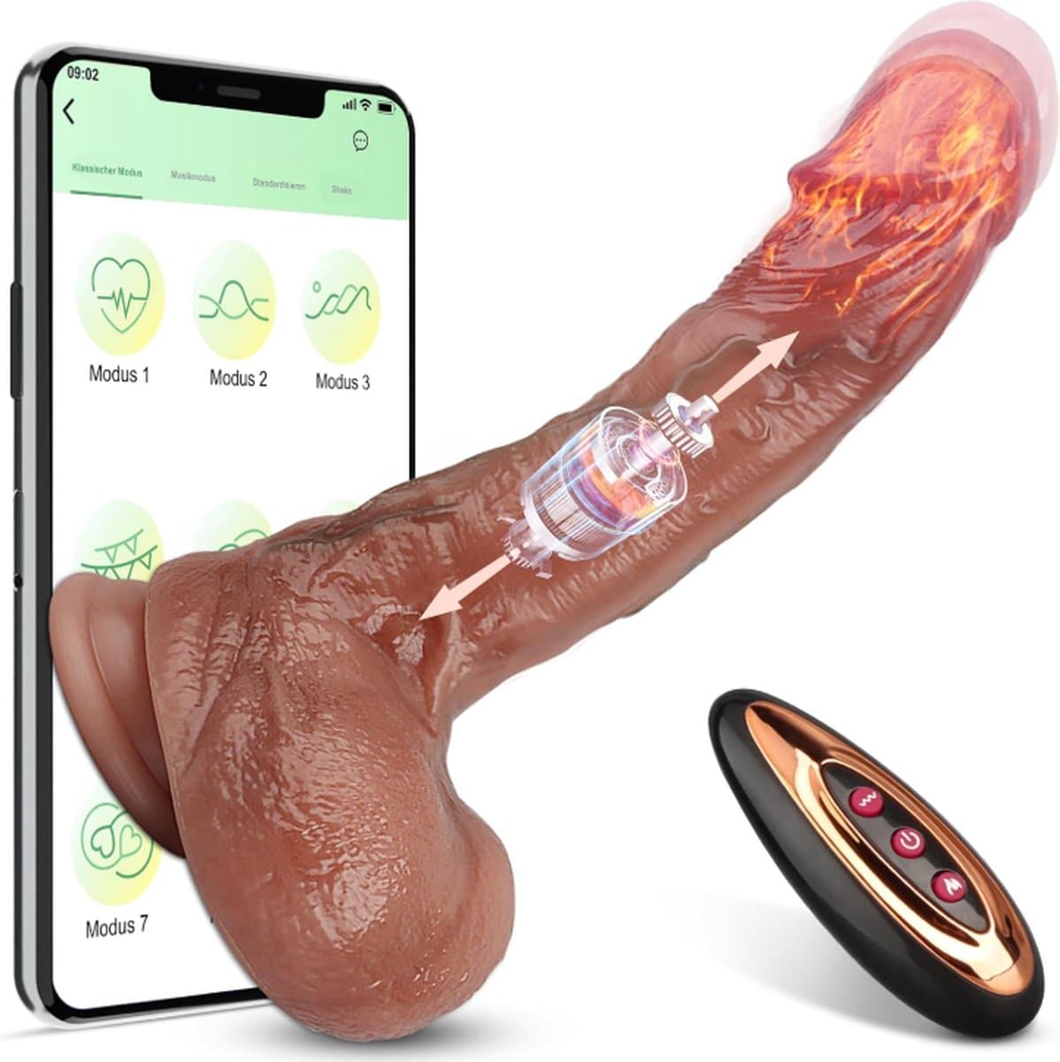 Stuwende Realistische Dildo - Verwarmende Dildo's voor Clitoraal G-spot Anaal - Seksspeeltjes couples Mannen & Vrouwen - Afstandsbediening Vibrator Speelgoed met 9 Stuwende & Vibrerende Modus Sex Toys for Vrouwen Sex Speeltjes (EAN: 8785309646068)