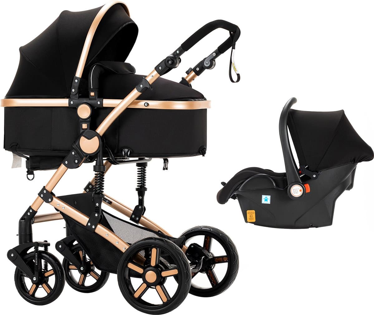 Luxe 3-in-1 Kinderwagen - Wandelwagen - Autostoeltje - Buggy - Reiswieg - Inklapbaar - 0-36 Maanden - Zwart/Goud (EAN: 6152901669665): Waarom ik voor de Luxe 3‑in‑1 koos