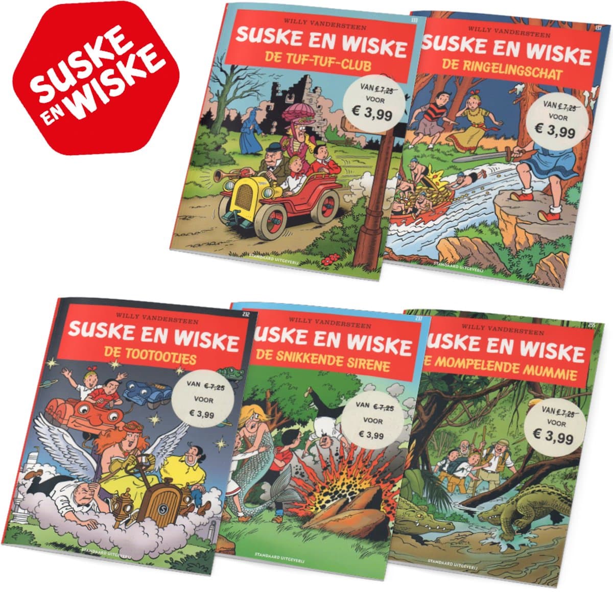 Suske en Wiske - Voordeelbundel van 5 Suske en Wiske stripboeken - Nummers: 133, 137, 232, 237 en 255 - Stripboeken voor kinderen en volwassenen (EAN: 8720865558141)