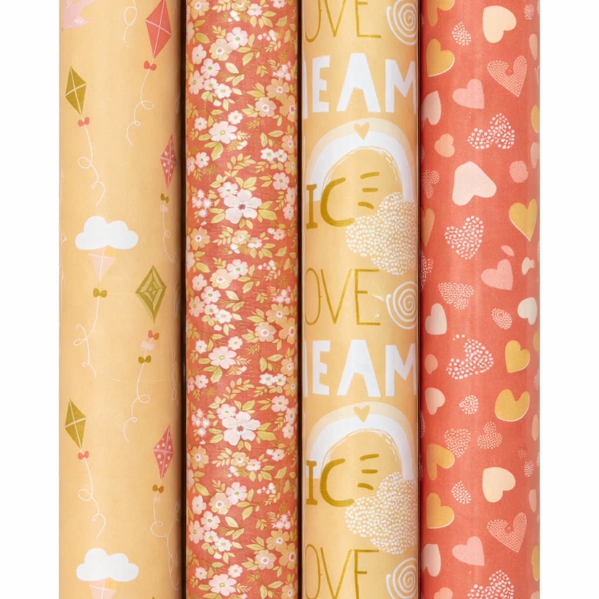 Cadeaupapier - FairyTales - (4 STUKS) – 200×70 cm – Hartjes, Bloemen, Wolken & Vliegers - Inpakpapier - Meisjes - Dromerig - Sprookjes Cadeaupapier (EAN: 6095836235225): Wat ik er ziet zijn