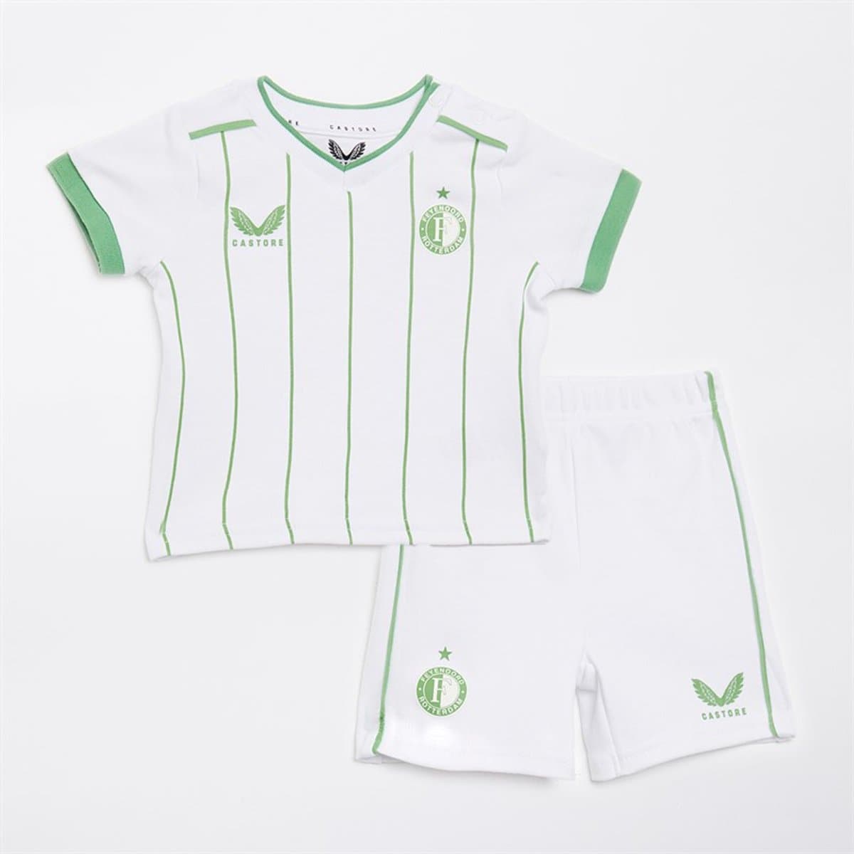 Feyenoord baby tenue - Castore 0-3 maanden - 65 cm - baby - newborn - kleur wit/groen - shirt en broekje (EAN: 5063234549115)