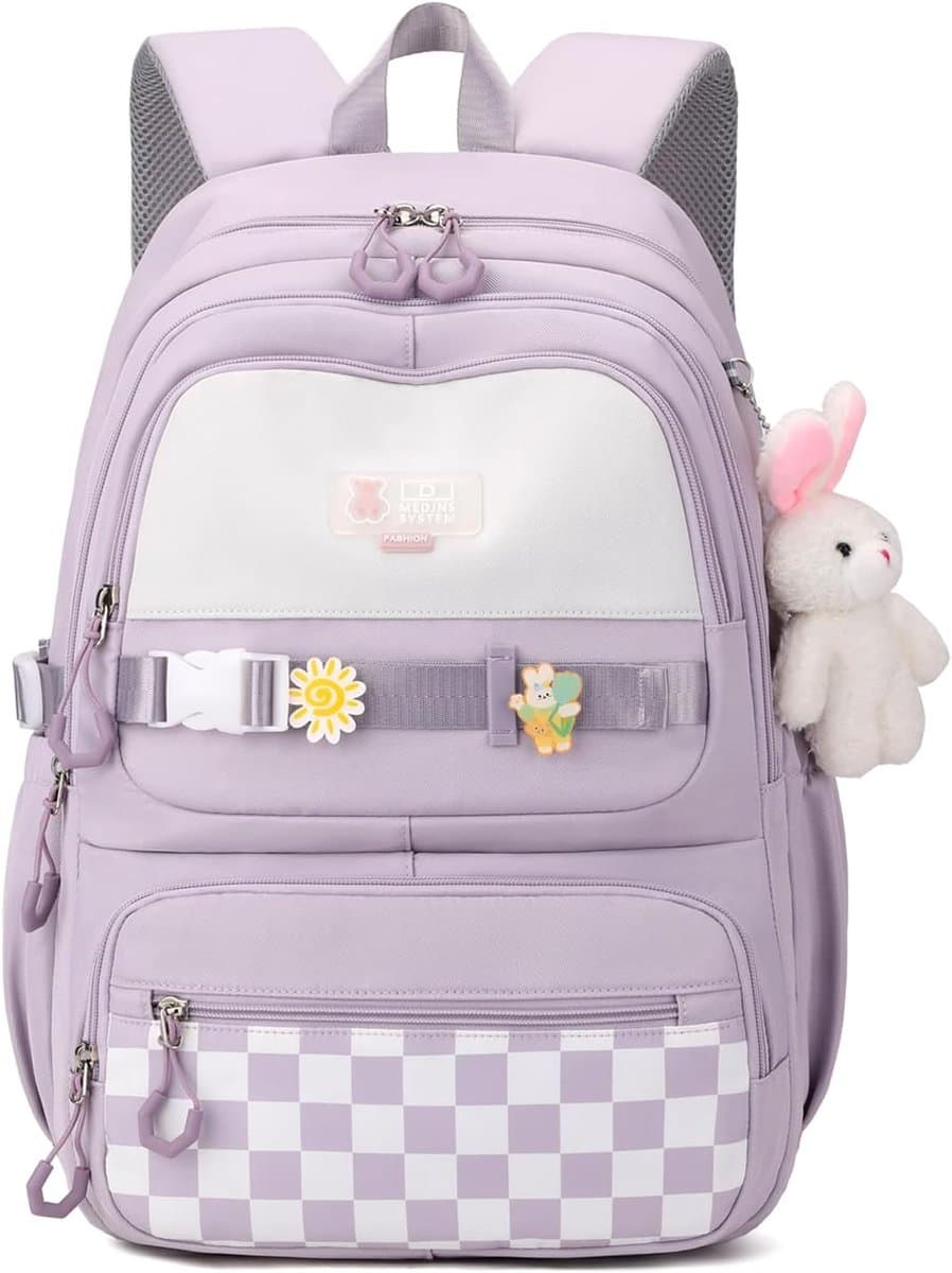 Rugzak - Waterdichte rugzak voor meisje - laptophoes - Rugtas - laptoptas - Rugzak Meisje - School rugtas - lichtgewicht schooltas - Schooltas - Rugzakken met grote capaciteit voor Meisjes en Jongens - Tieners - Boekentas - Schoolrugzakken - Paars...