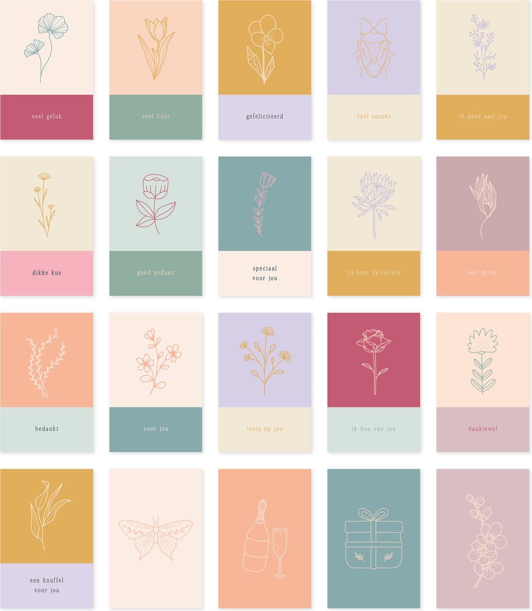 Maan Amsterdam - Mini wenskaartjes - Cadeaulabels - 20 stuks - 9x6 cm - Celestial (EAN: 9789083282794)