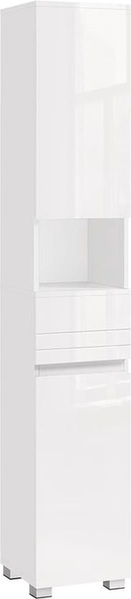 Blippi Badkamerkast - Hoog Badkamermeubel - Badkamermeubel 30 x 30 x 170 cm met verstelbare planken - wit (EAN: 9506154939896): De perfecte maat voor kleine hoekjes