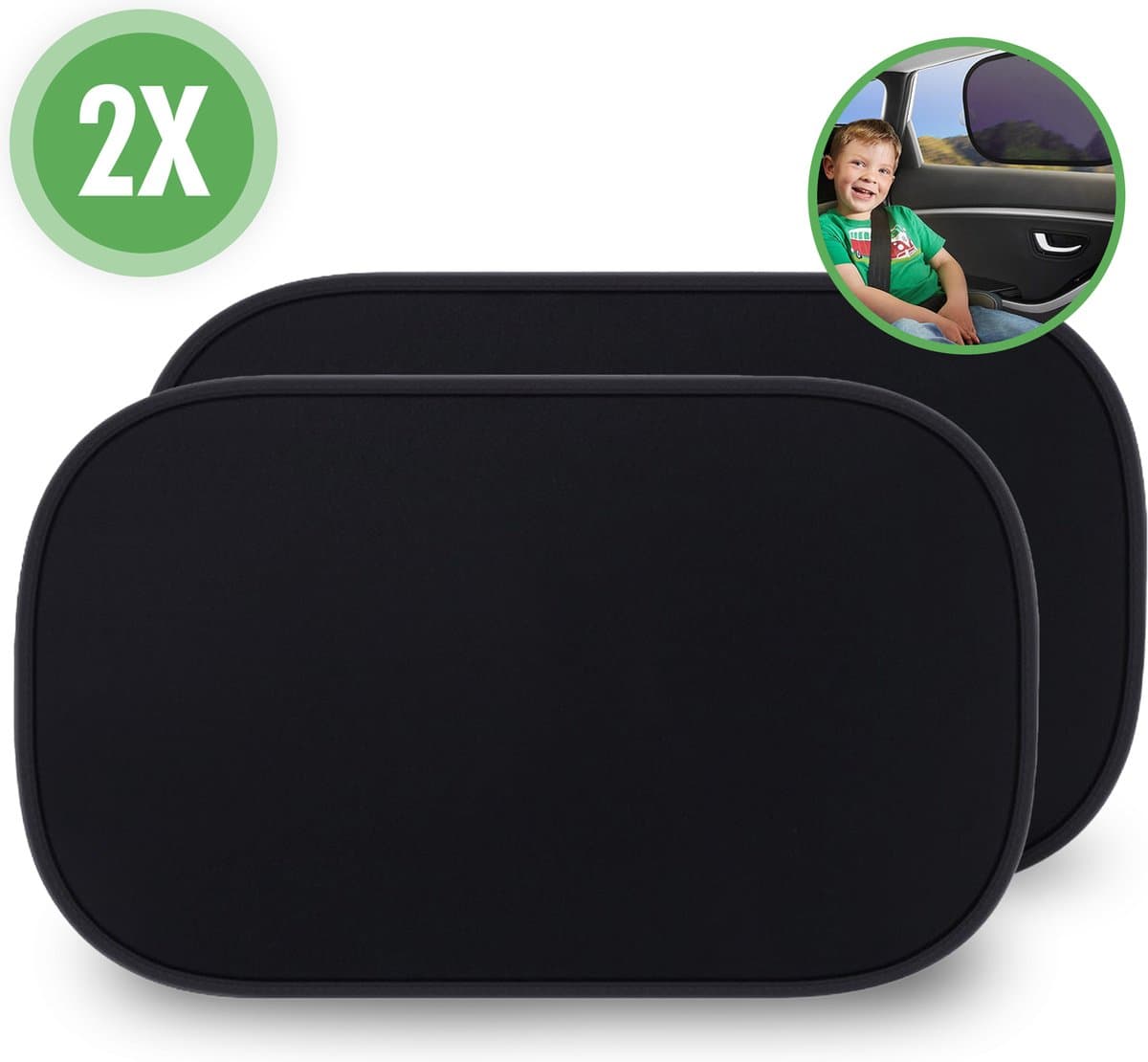 Travelhawk Zonnescherm Auto Baby - 2 Stuks - Zonwering Auto - UV Protectie voor Baby en Kind - Zonwering Zijruiten - Zelfklevend - Zwart (EAN: 8720634573023)