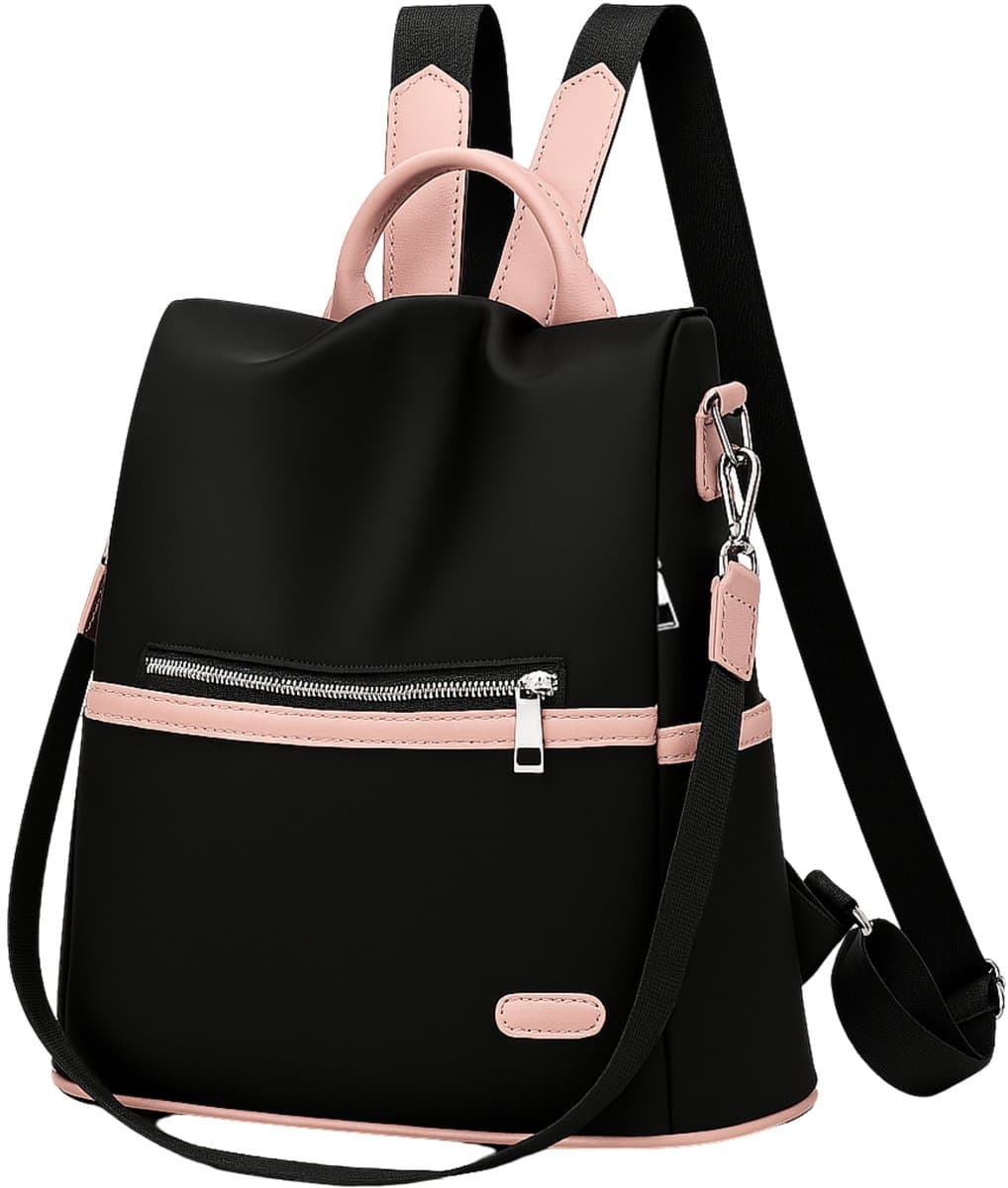 ZILOU® Rugtas Dames - Anti Diefstal Rugzak - Klein - Schooltas - Schoudertas - Handtas - Spatwaterdicht - Zwart (EAN: 8720168154613)
