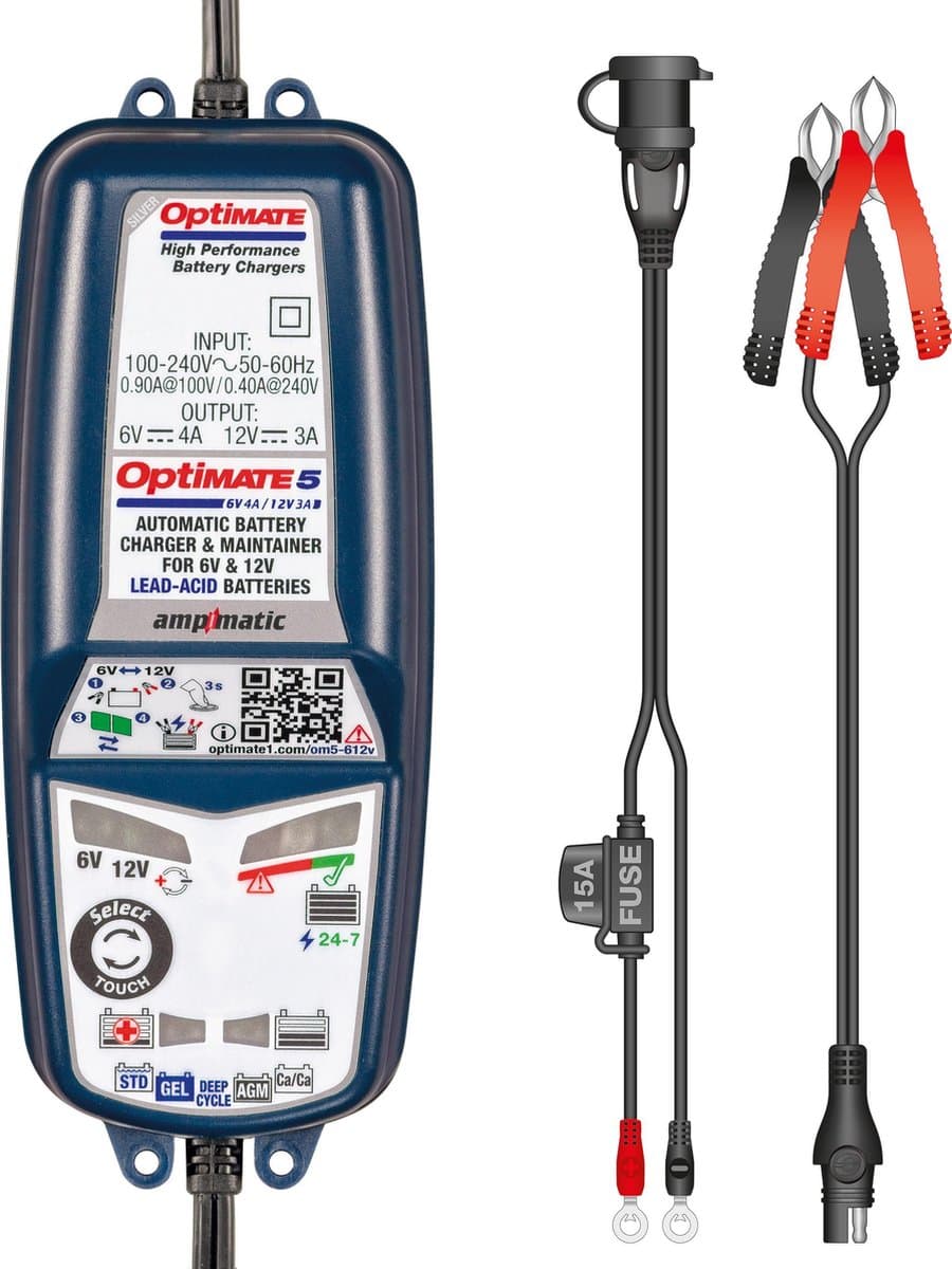 OPTIMATE 5 SILVER 6V/12V MOTOR ACCULADER (EAN: 5425006140225)