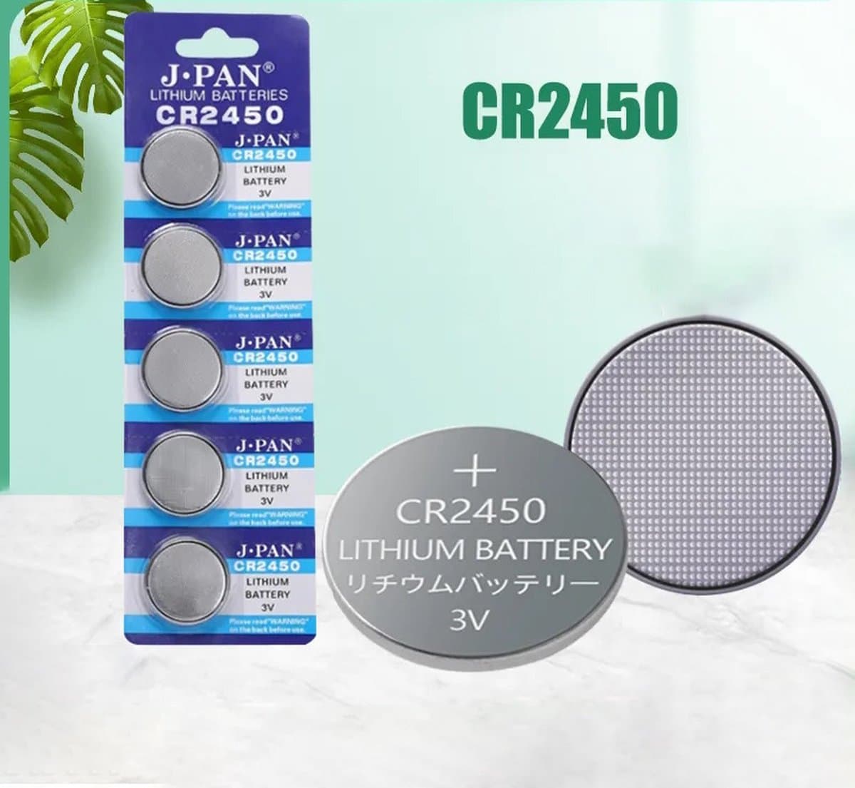 CR2450 Lithium Knoopcel Batterij 3V - Energiebron voor Kleine Elektronische Apparaten - Blister -5 Stuks (EAN: 6096317390358)