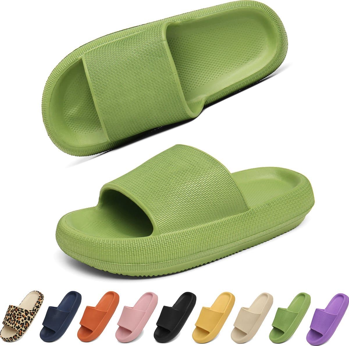 Slippers Heren Dames - EVA Badslippers Unisex - Verdikte - Lichtgewicht - Super Zacht aan je Voeten - Anti-Slip en Stevig Voetbed -lawaai - groente - Maat 38/39 (EAN: 4061664391404)