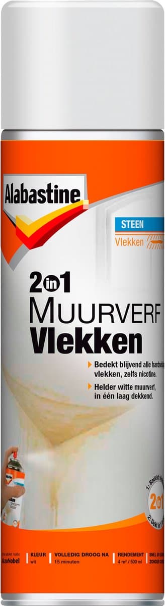 Alabastine Muurverf Spuitbus - Wit - 500 ml (EAN: 8710839369309): De 'Life-Saver' voor kleine ongelukjes