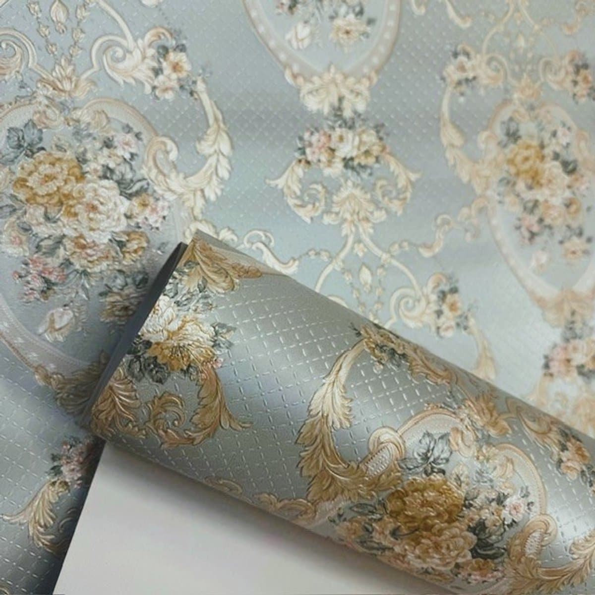 Engelse bloemen behang 95505-3 Groen Satijn Creme (EAN: 4051315082584): Een droom in groen en crème 🌿