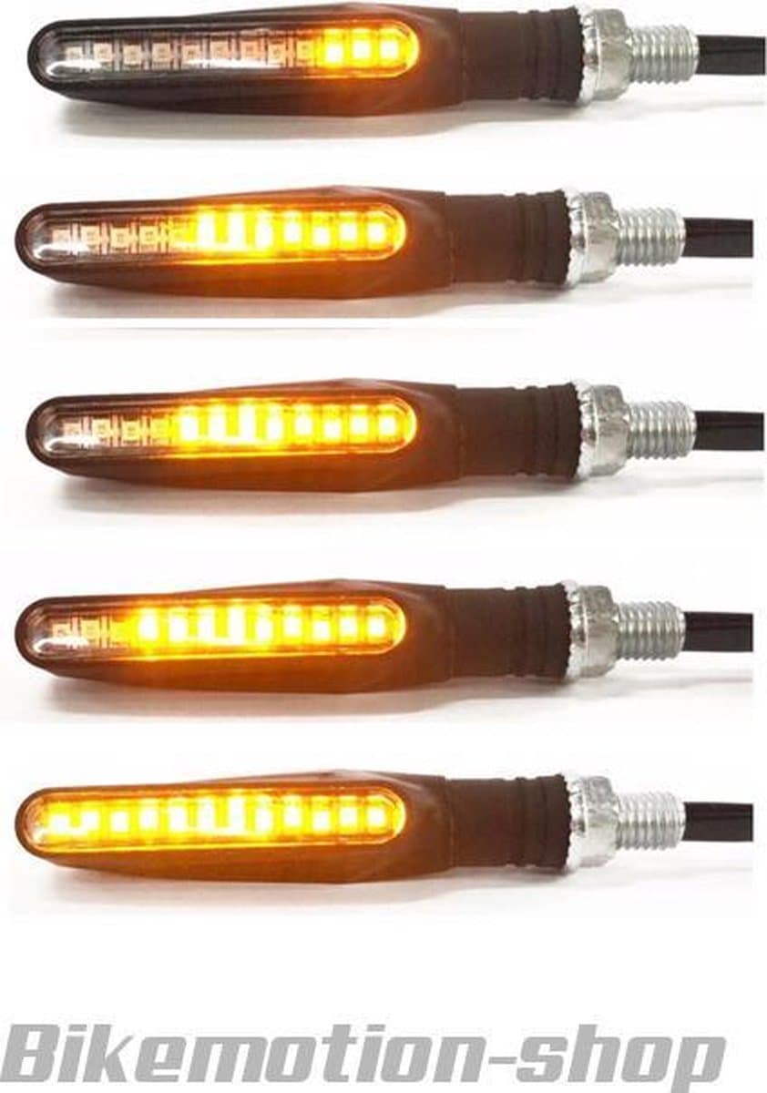 Dynamische LED Knipperlichten voor Motor, Scooter, Brommer etc. - Audi, VW Style - Universeel - Richtingaanwijzers Motorfiets - Set van 2 stuks - 12 Volt (EAN: 7446035867820)