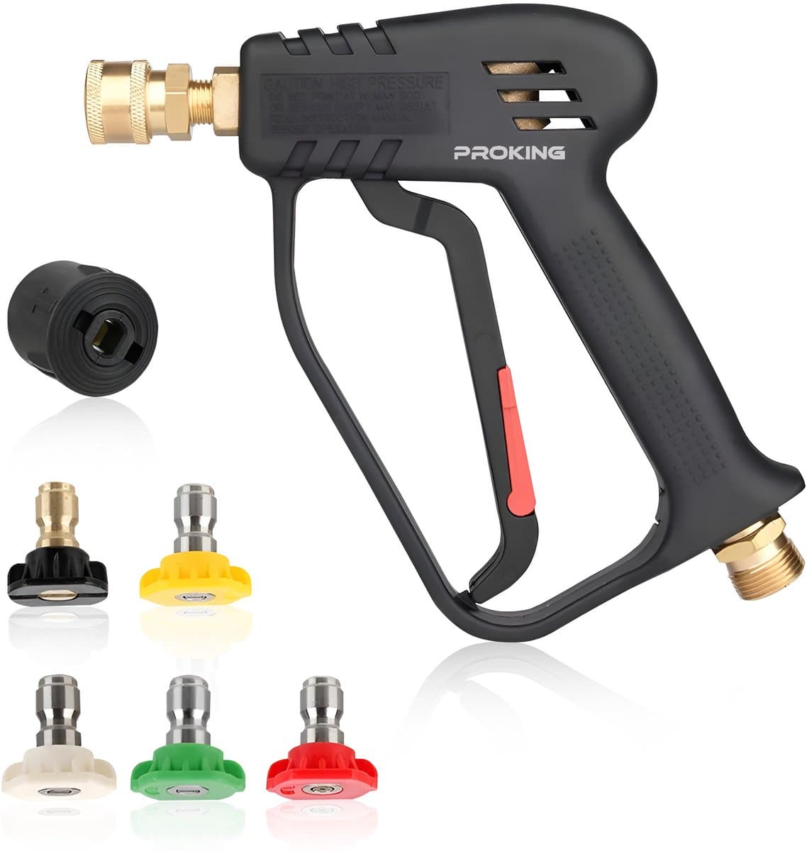 PROKING Short Trigger Gun - Hogedruk accessoires - Quick release voor Karcher - Auto wassen - Foam Gun - Incl 5 opzetstukken (EAN: 8720849863414)