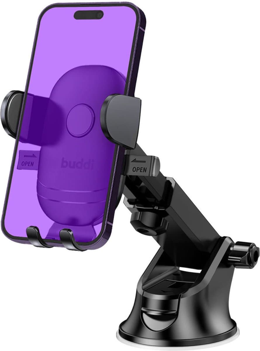 Buddi Way Universele Telefoonhouder Auto Dashboard/Raam met Zuignap - Autohouder Voorruit - Verstelbaar en 360° Draaibaar - Geschikt voor o.a iPhone, Samsung en andere smartphones (EAN: 8719246378638)