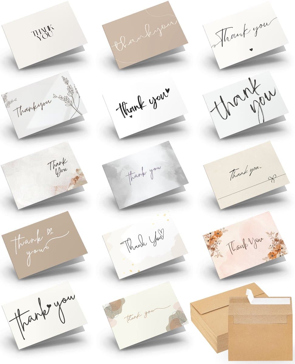 Systemyze 42x Bedankt Kaartjes Met Envelop – Thank You Cards – Wenskaarten – A6 Formaat (EAN: 8721302360242)