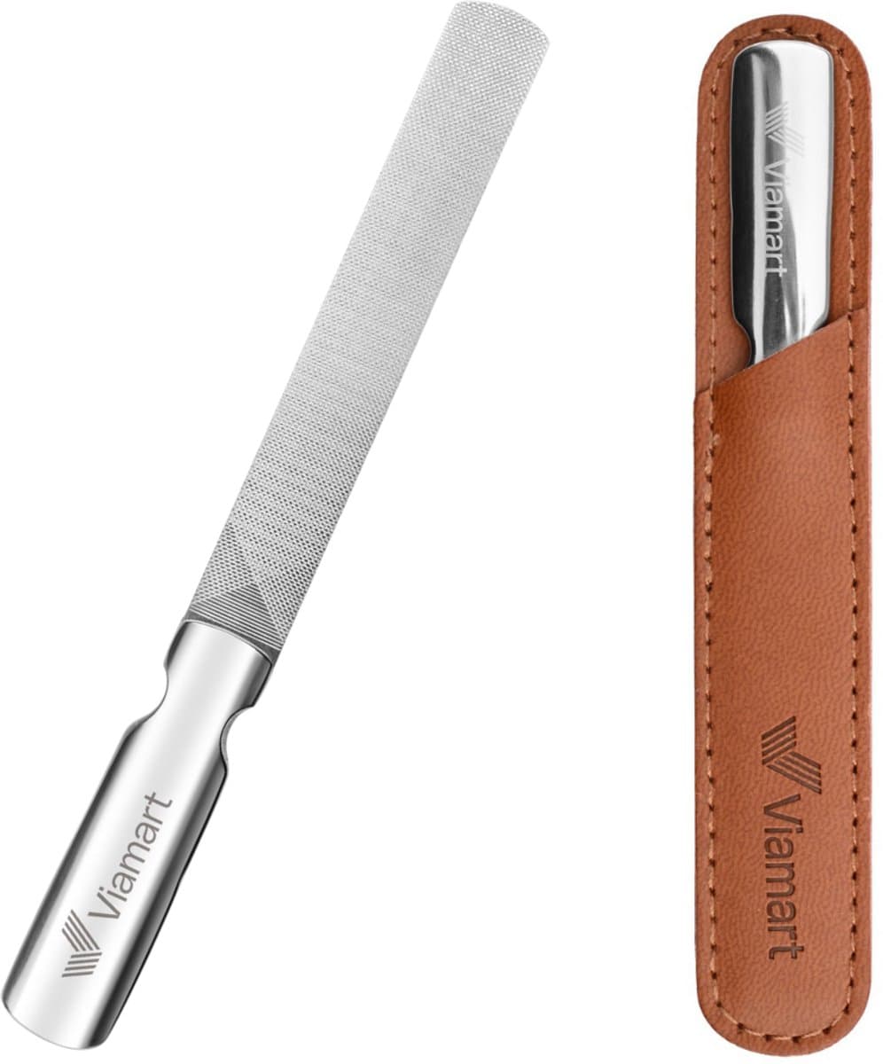 Viamart® – Professionele Nagelvijl – Nagelverzorging - Dubbelzijdig – RVS – Staal – Nagelvijl voor Vingernagels en Teennagels – Ergonomisch Ontwerp – Met Fijne en Grove Kant – Inclusief Luxe Opbergetui – Kleur: Zilver (EAN: 8720938793530): Waarom ...