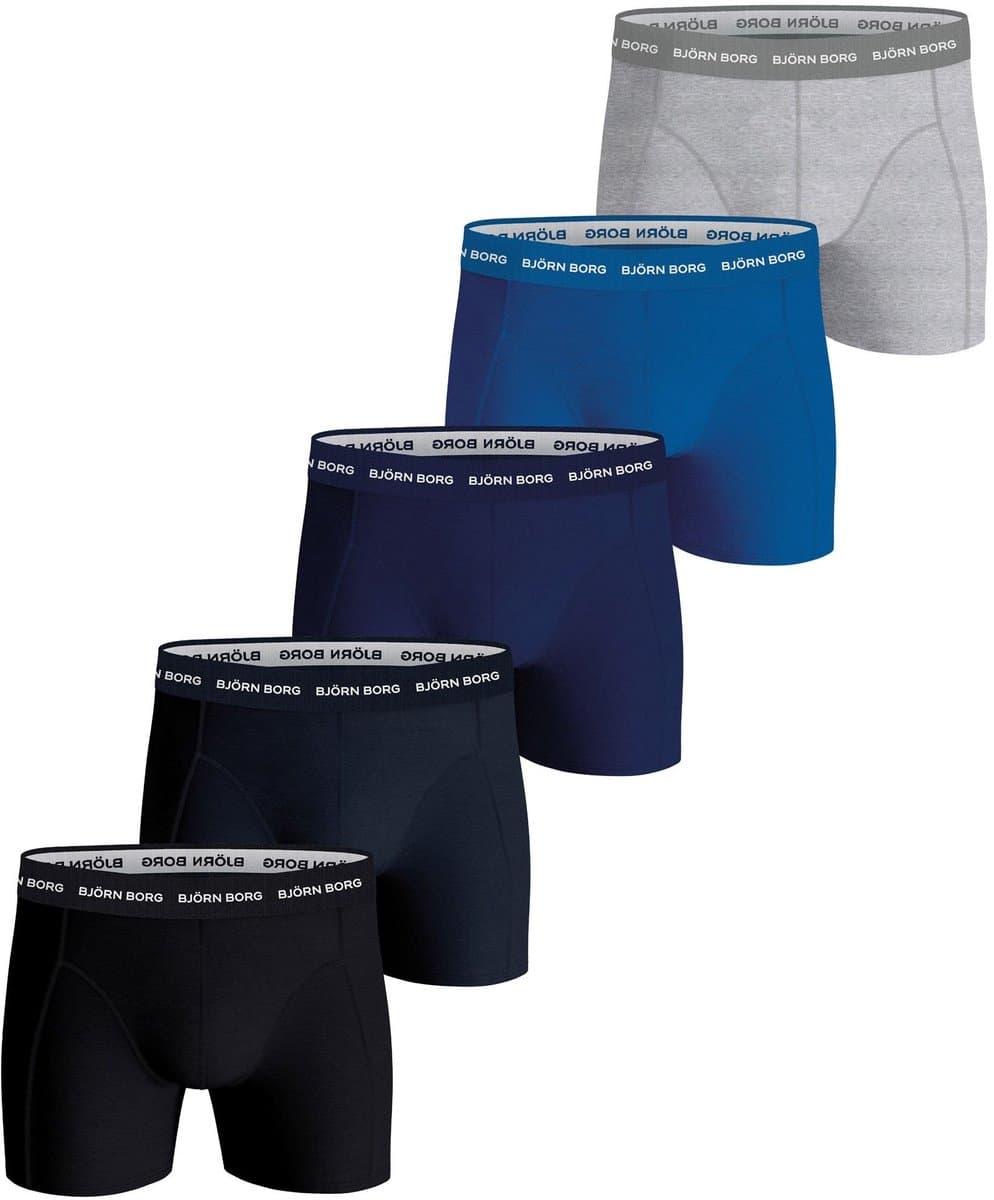 Björn Borg Cotton Stretch Boxershort Heren - Blauw/Grijs/Zwart - 5 stuks - Heren onderbroeken - Katoenen Boxer - Maat L (EAN: 7321465653116)