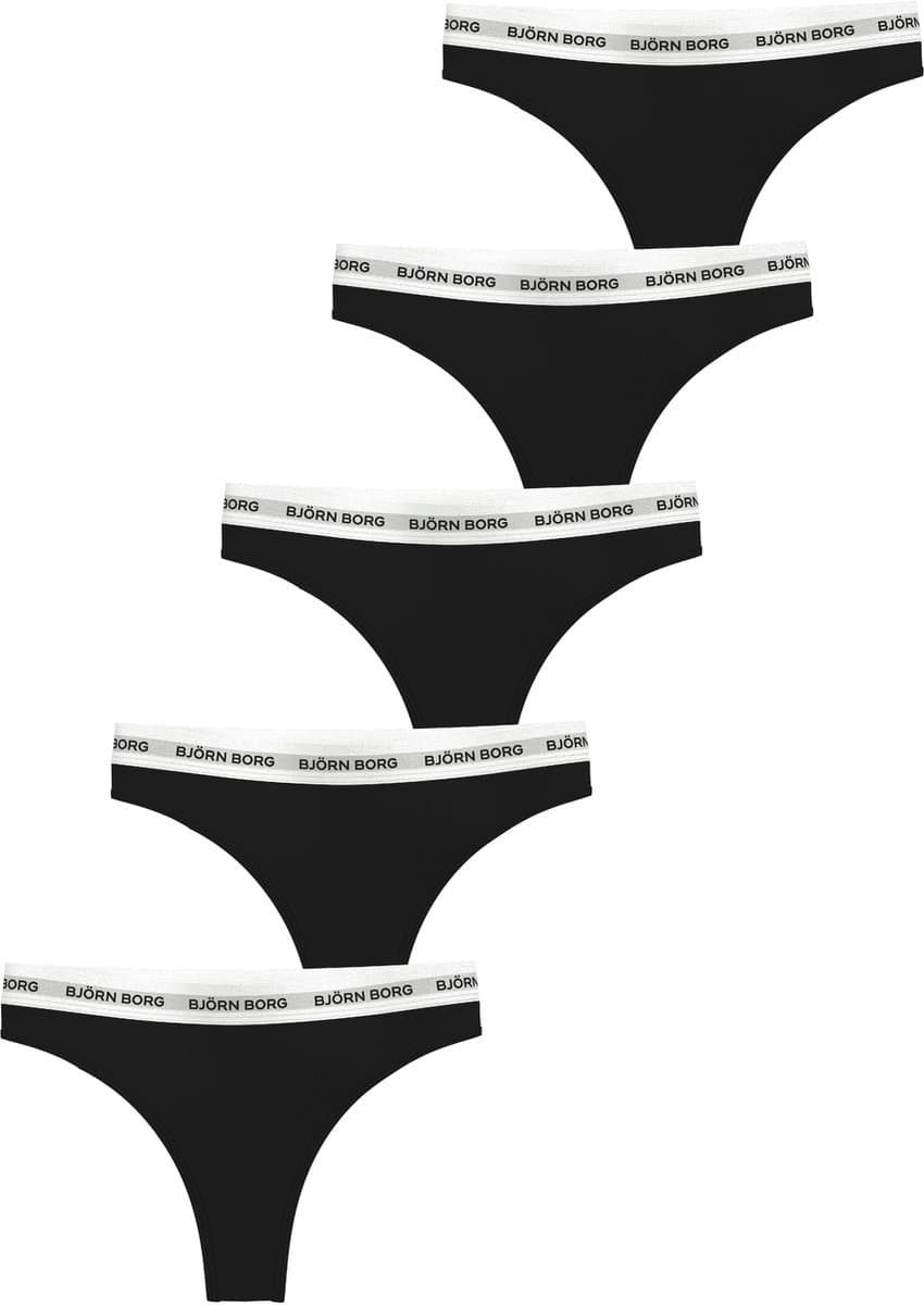 Björn Borg Dames Strings Vrouwen Onderbroek - 5 stuks - Zwart - Katoen - Maat S (EAN: 7321465643933): De stille kracht van een goede basic 🌿