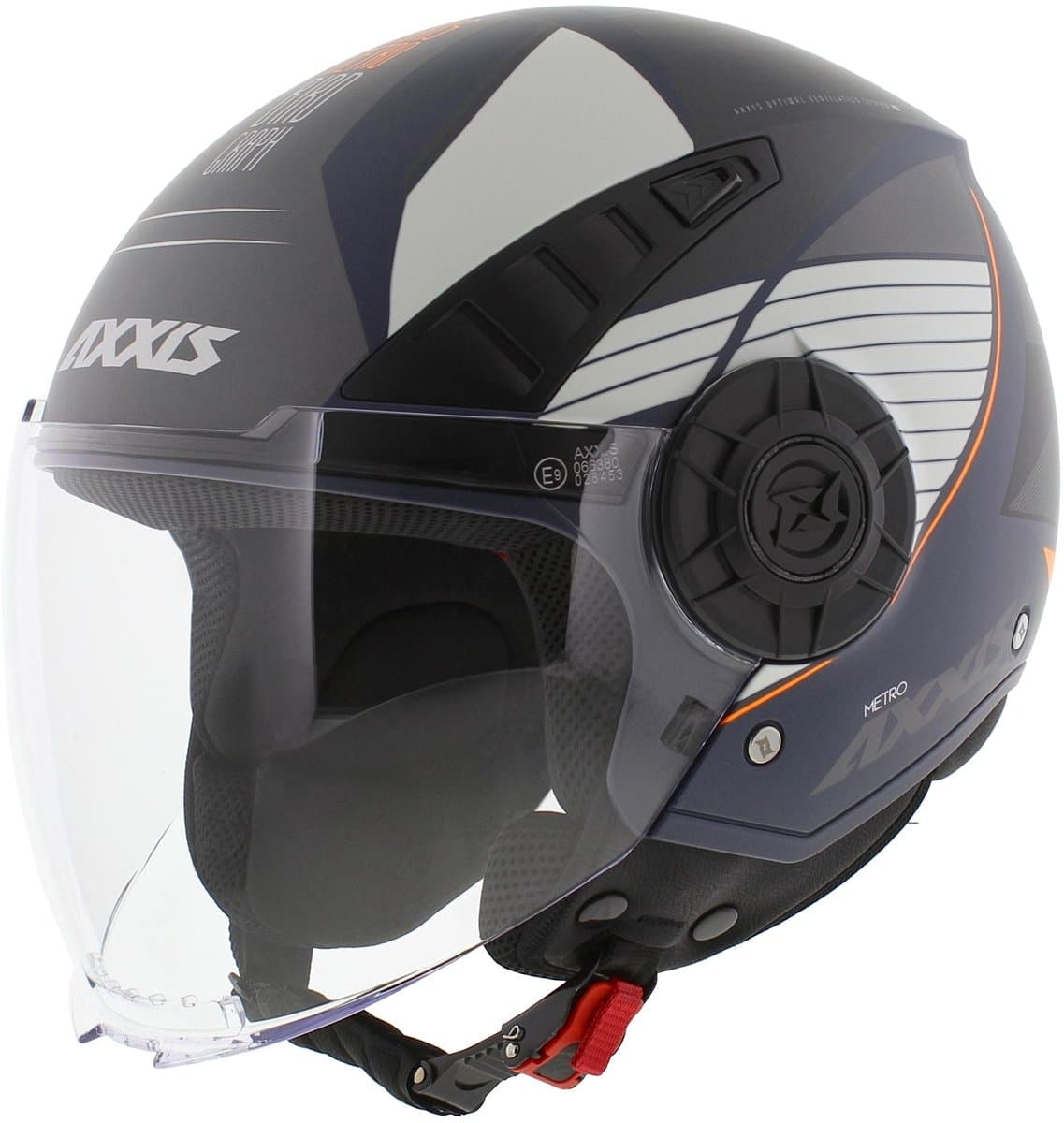 Axxis Metro S jethelm Bird mat blauw wit grijs L - Helm voor scooter, brommer en motor (EAN: 8435619170691)