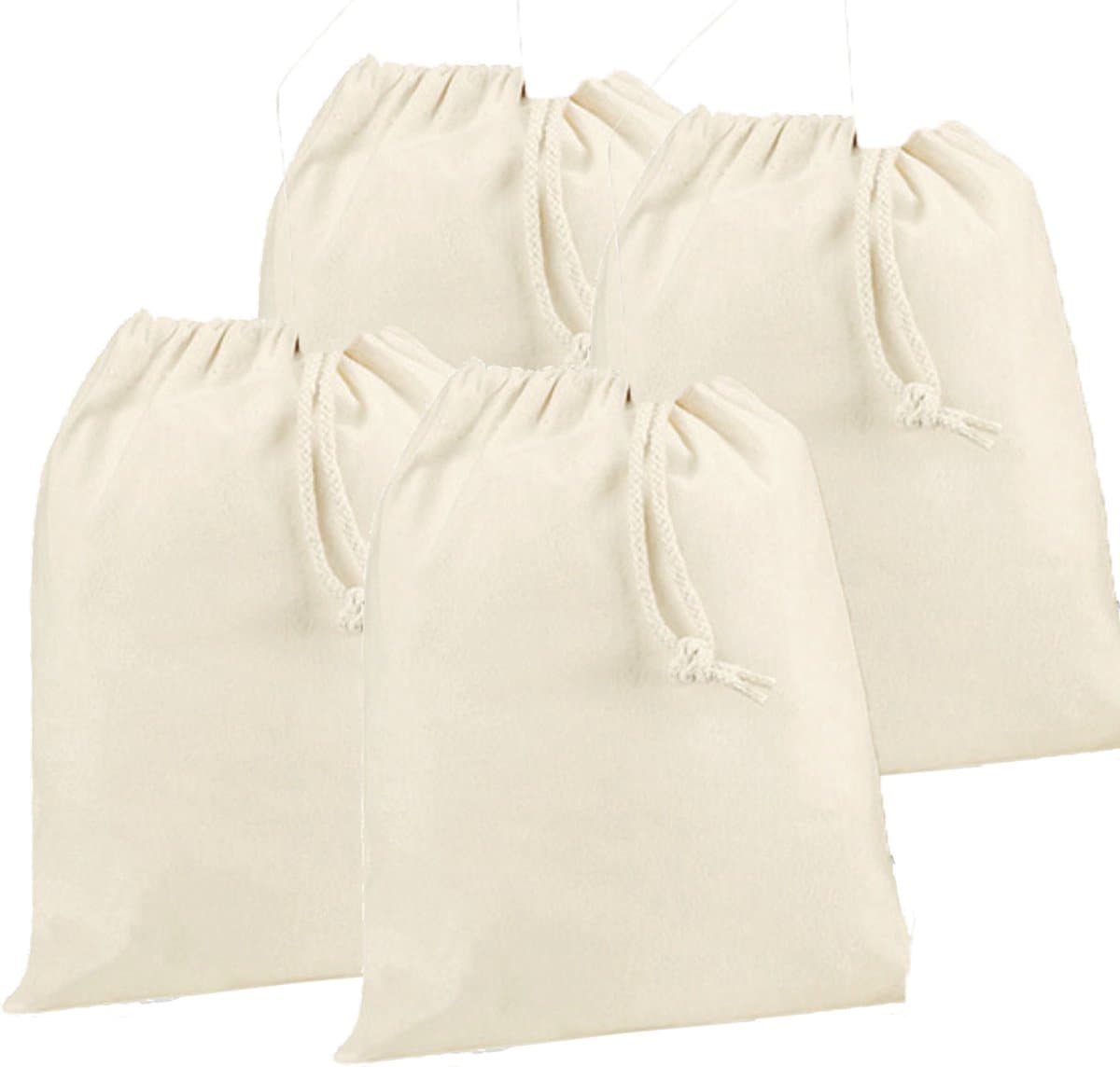 Canvas opberg zakjes/tasjes met afsluitkoord - katoen - wit - 30x45 cm - cadeau tasjes/goodie bags - 8 liter (EAN: 8720147528701)