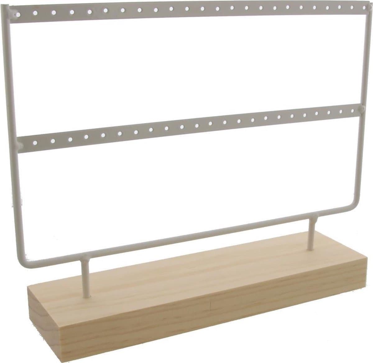 Sieradenhouder - Display voor Sieraden - Oorbellenrek - Hout en Metaal - 27x22x7 cm - Wit (EAN: 8719978026982)