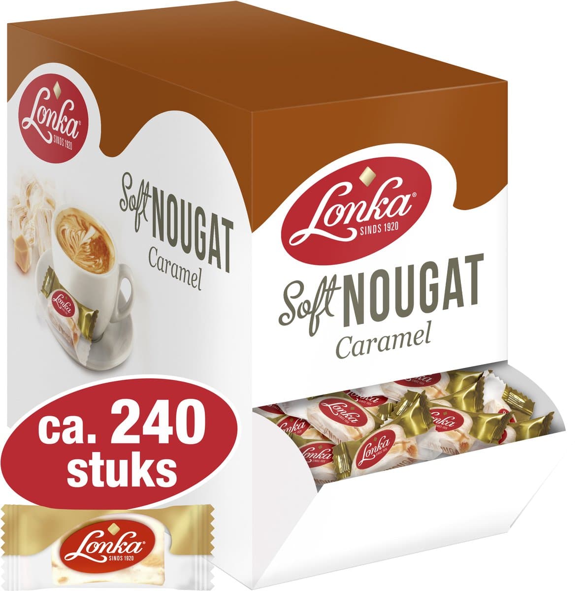Lonka Nougat caramel - per stuk verpakt - box a 2,57kg (EAN: 8710486120674)