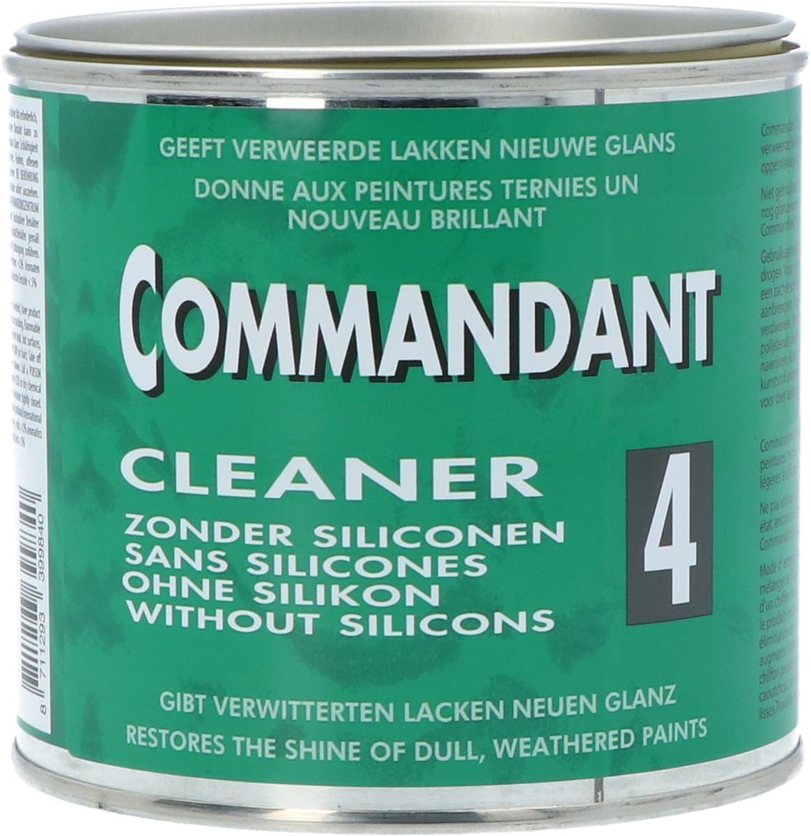 Commandant Cleaner 4 - Autolak reinigen - Geeft nieuwe glans - Polijstende werking - Verwijdert krasjes - Siliconen Vrij - Inhoud 500g (EAN: 8710402819101)