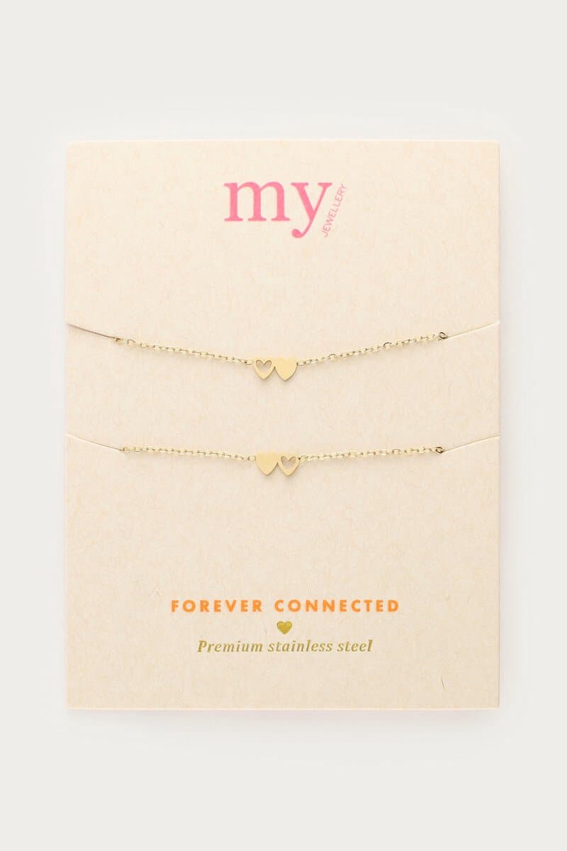 My Jewellery - Armband - Set met 2 Hartjes - Goud - Armbanden - Armbandjes - Schakelarmband - Sieraden - Dames (EAN: 8719954010059)