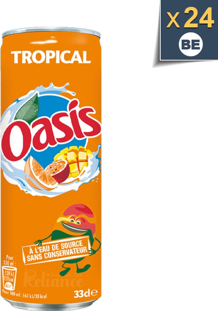 Oasis Tropical Blikjes Tray 24x33cl Frisdrank (EAN: 3124488186579)
