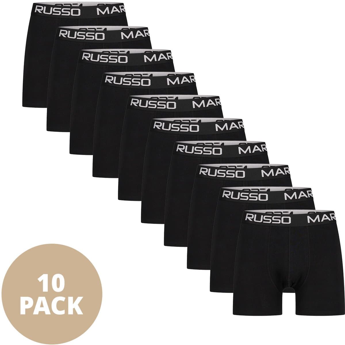 Mario Russo Boxershorts - Boxershort heren - Onderbroeken heren - 10-pack - L - Zwart (EAN: 8719632217343)